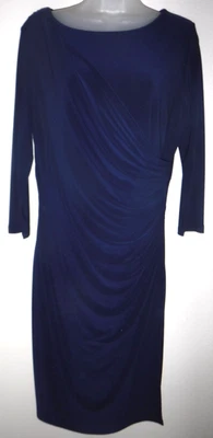 Vestido envolvente sintético Black Label by Evan Picone talla 10 negro tejido ajustado manga 3/4 Foto 1 de 4