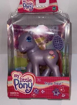 NEW My Little Pony TRIPLE TREAT Lavender Purple Pink Hair Lollipop Accent Brush - Image 1 of 4