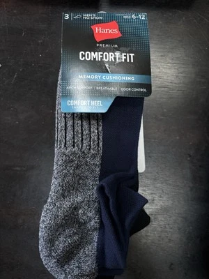 Calcetines Hanes Premium Comfort Tacón Azul, Gris y Negro No Show Para Hombre Talla 6-12 Foto 1 de 4