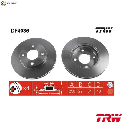 2x BRAKE DISC DF4036 FOR FORD AUSTRALIA MAZDA EYDE 1.8L EDDB 2.0L FYJB 1.6L 4cyl - Image 1 of 4