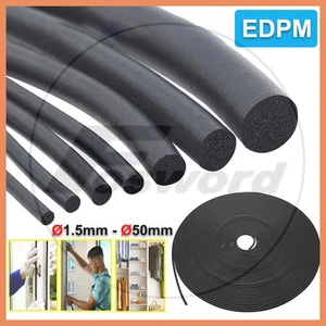Black EPDM Rubber Foam Sealing Strip Round Bar For Cabinet Door Seal 1.5mm~ 50mm - Picture 1 of 22