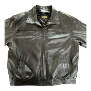 Vintage Flight Line Leather Jacket Men XXXL Big Bomber Black Zip Aviator USA - Picture 1 of 10