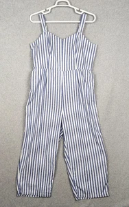 Old Navy Jumpsuit Womens 2XL Linen Blend Striped Smocked Pockets Summer Romper - Picture 1 of 12