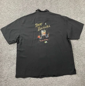 Tommy Bahama Shirt Men XXL Black Button Up Island Barfly Cocktail Camp Fishing - Picture 1 of 16