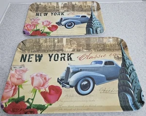 2 Melamine Serving Trays: Set includes - Small & Medium "New York Retro Themed" - Picture 1 of 1