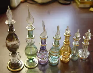 Egyptian Empty Mouth Blown Perfume Bottles (Set of 7) - Picture 1 of 2