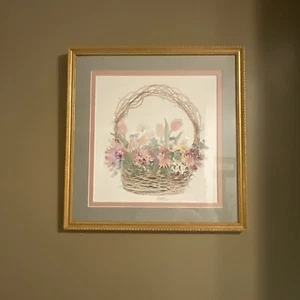 Mary Vincent Bertrand Blumenkorb signiert nummeriert/2900 matt gerahmt 19x18,5 - Bild 1 von 2