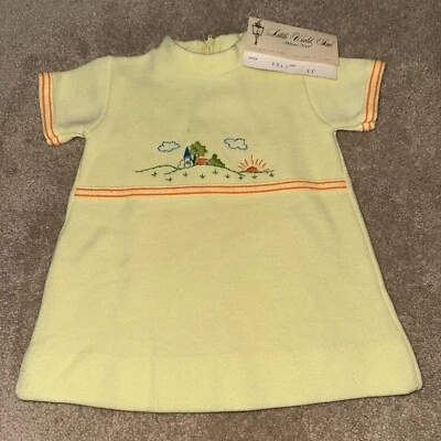 Vtg 60s Little World, Inc. Milano Knit Yellow Short Sleeve Toddler  Size XL NWT - Image 1 of 4