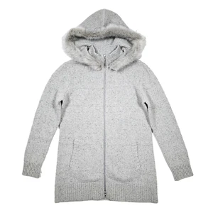 Felpa donna SmartWool L grigia maglia felpa con cappuccio lana merino crestone foderata pelliccia - Foto 1 di 18