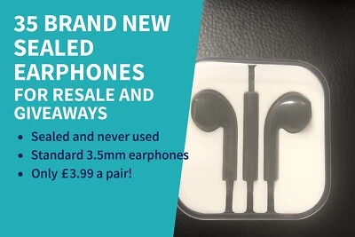 NEW Wired Earphones (Black) with Volume control Tangle-Resistant Flat Cable - Image 1 of 4