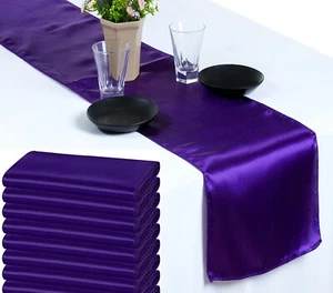 10 Cadbury Purple Satin Table Runner 12" X 108" Wedding B'day Party Table décor - Picture 1 of 6
