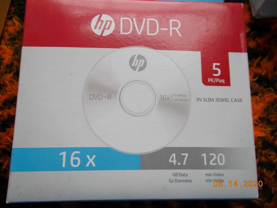 Nuevo Paquete de 5 HP 16X 4,7 GB Datos/ 120 Min Video DVD-R en Delgadas Joyas Estuches Foto 1 de 1