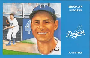 1991 Al Gionfriddo Brooklyn Dodgers Postkarte Baseball - Bild 1 von 2
