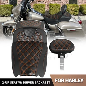 Rider Passenger Seat w/ Driver Backrest For Harley Road King Ultra Limited FLHTK - Bild 1 von 24