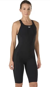 Traje de baño femenino Speedo 26 Powerplus rendimiento de carreras piel de rodilla negro nuevo con etiquetas - Imagen 1 de 9