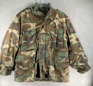 VTG 80's US Military M65 Field Jacket Coat Adult Large Reg Woodland Camo Faded - Picture 1 of 23