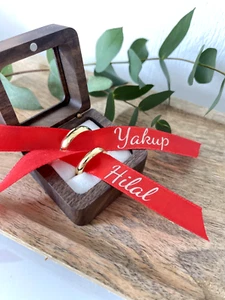 Rindband Verlobungsschleife Satin Personalisiert Nisan Kurdelesi - Bild 1 von 5