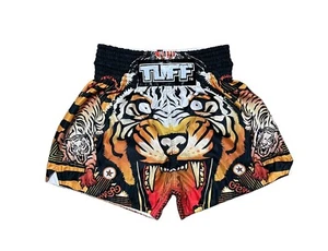 Tuff Men’s Large Sports MMA Muay Thai Kick Boxing Shorts Orange Cruel Tiger - Picture 1 of 4