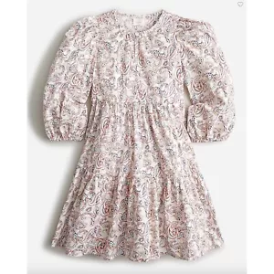 Crewcuts Girls Cream Paisley Printed Cotton Poplin Puff Sleeve Dress Size 8 - Picture 1 of 6
