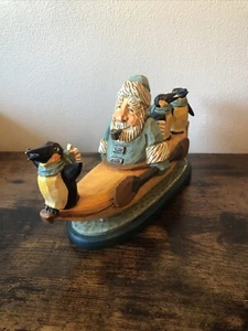 Vintage 1999 David Frykman Fishermen Or Santa and penguins in a canoe( 1505) - Picture 1 of 14