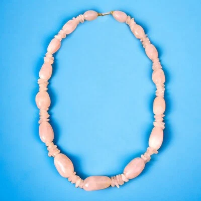 Pink Rose Quartz Beaded Large Gemstone And Chips 12” Necklace - Image 1 of 4