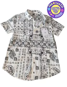CAMISA CACTUS NIÑO. Talla 8. BLANCO ROTO NEGRO. MANGA CORTA. BOTÓN ABAJO - Imagen 1 de 7