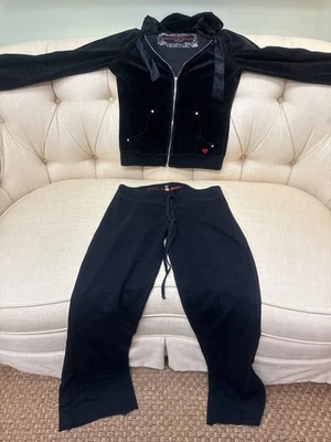 Twisted Heart Negro Sudadera con Capucha Pantalones de Pierna Ancha Conjunto de Pista Bling Adornos Med, Y2K Foto 1 de 4