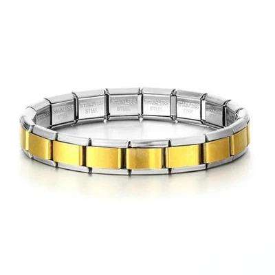 Brazalete de eslabones de cadena de acero inoxidable para mujer dorado tono plata joyería en capas Foto 1 de 4