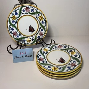La Piccola Bottega Italy Hand Painted (4) Salad Plates 8 3/4” Butterfly EUC - Picture 1 of 13