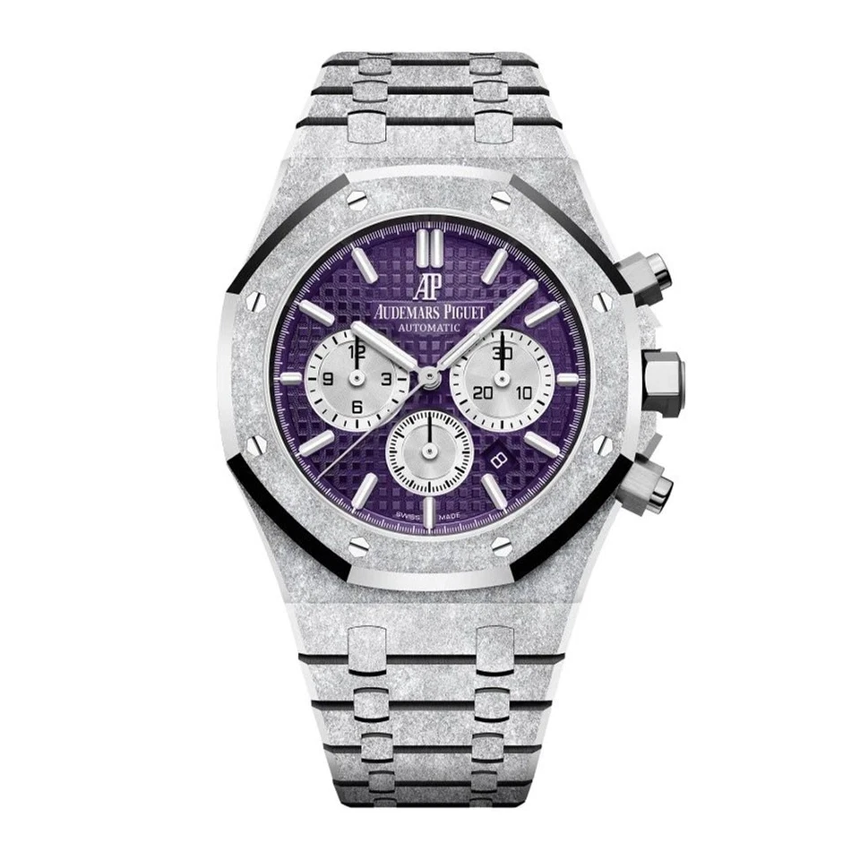 Reloj Audemars Piguet Royal Oak 41MM púrpura índice marcadores de hora esfera oro blanco Foto 1 de 1