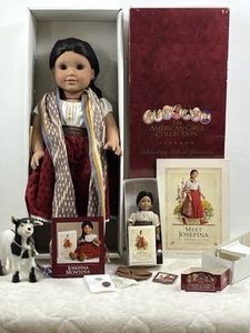American Girl Josefina 18” y Mini 6” Muñeca Pleasant Company 2008 Goat Coin Books - Imagen 1 de 21