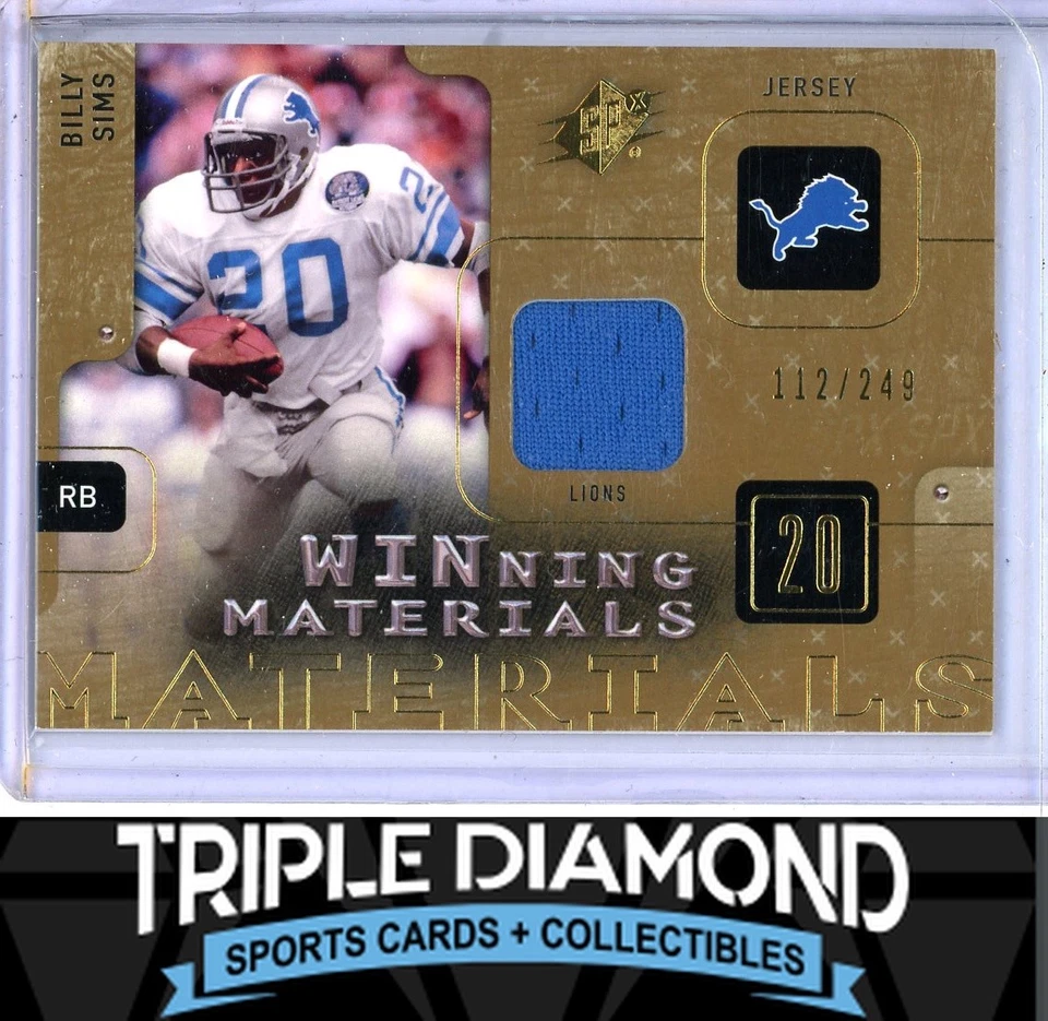 2009 Upper Deck SPx Billy Sims Winning Materials Game-Worn Patch #112/249 K268 - Image 1 of 2
