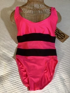 Costume intero Bill Blass Geranio/Nero Vintage Bloomingdale’s taglia 10 NUOVO - Foto 1 di 15