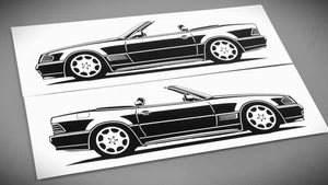 Pegatina Mercedes R 129 SL Silhouette Mercedes SL 300-500 negra nueva - Imagen 1 de 21
