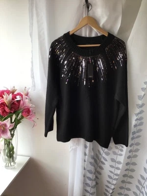 Black Jumper Sequin Detailing BNWT New M&Co Size 20 - Image 1 of 4