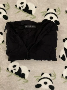 Harper Harlow Women’s Blouse Size Small Black Short Sleeve Half Button - Picture 1 of 5