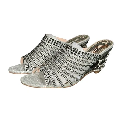 Simply Couture Rhinestone Heels Silver Open Toe Sandal Slides–Glam Party Size 11 - Image 1 of 4