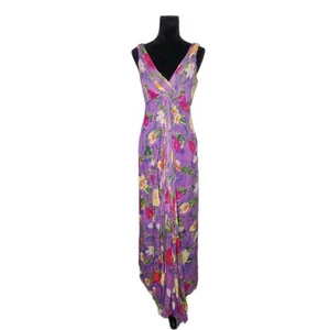 Vintage Victor Costa by Nahdrée 100% Silk Floral Maxi Gown size 12 Usa made - Picture 1 of 5