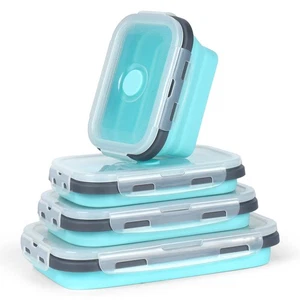 Collapsible Food Storage Containers with Lids Set of 4 Silicone Meal Prep Con... - Picture 1 of 6