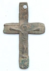 Ancient Old Catholic Bronze Cross Crucifix (Y25-11-01) - Picture 1 of 3