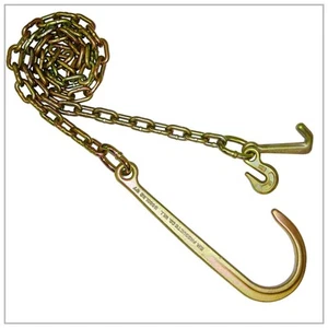 5/16" x 6' ft Grade 70 Tow Chain Axle 15" J Hook Welded Link 4700 lbs Flatbed - Picture 1 of 1