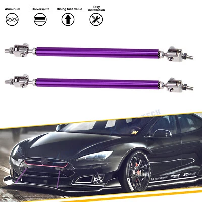 Par Roxo Ajustável Front Bumper Lip Strut Rod Barra Estabilizador Para Tesla Fiat - Imagem 1 de 4
