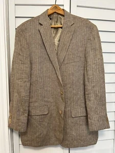 Ralph Lauren Usado en Excelente Condición Beige Lino Espiga Tweed Doble Ventilación Blazer Chaqueta 44L - Imagen 1 de 6