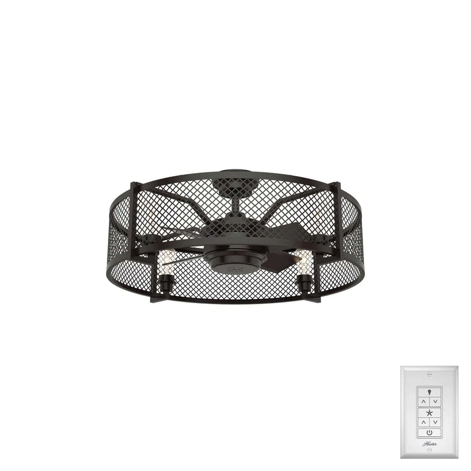 Ventilador de techo Hunter 34" Fennec enjaulado con luz control de pared moderno tambor de granja Foto 1 de 1