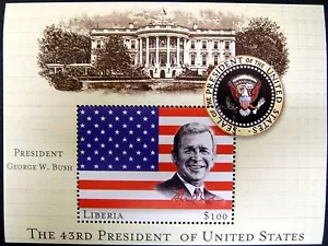LIBERIA GEORGE BUSH STAMPS SOUVENIR SHEET MNH 43RD U.S. PRESIDENT WHITE HOUSE - Picture 1 of 1