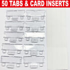 50 x SUSPENSION FILE CLEAR PLASTIC TABS & WHITE LABELS / INSERTS  - Q CONNECT