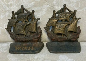Pair of Matching Sailing Ship Bookends Unknown Maker - Picture 1 of 10