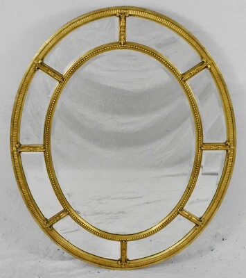 FRIEDMAN BROTHERS Stylish Round Gold Gilt-Wood Beveled Mirror - Image 1 of 4
