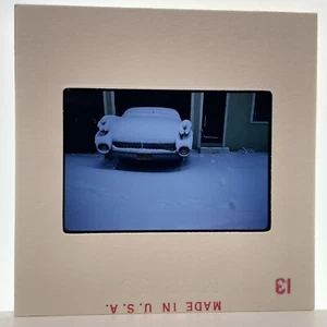 Vintage 50s 35mm Slide Big Fin 1959 Cadillac Classic Car Covered In Snow #1 - Bild 1 von 2