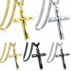 Mens Women Chain Necklace Cross Stainless Steel Pendant Crucifix Jesus Gifts